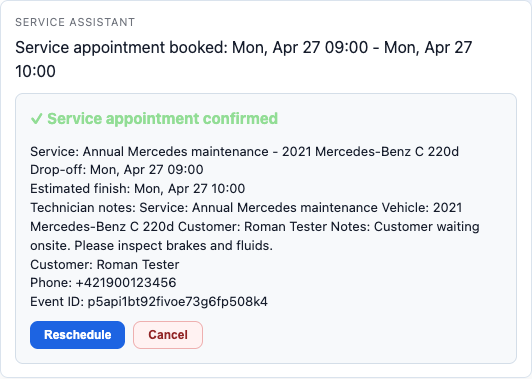 Booking confirmed
